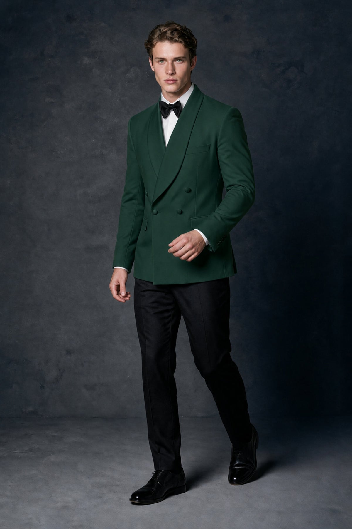 BOLODOO Men's Emerald Green Double-Breasted Tuxedo Blazer – Shawl Lapel Formal Suit Jacket - Emerald Green