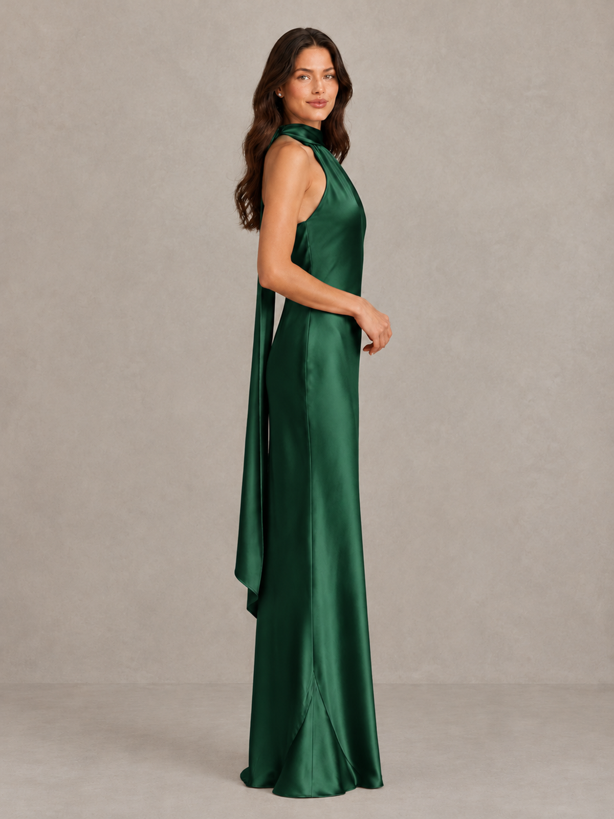 BOLODOO Emerald Green Satin One-Shoulder Bridesmaid Dress with Open Back - Emerald Green - Emerald Green (3)