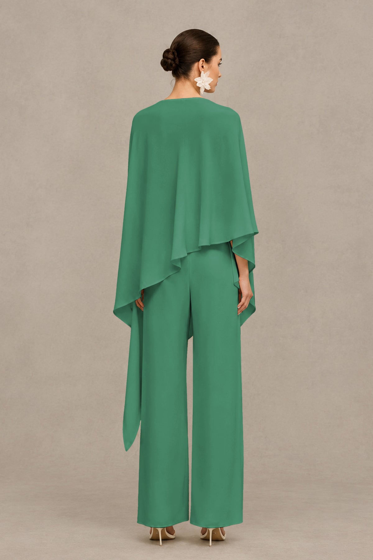 BOLODOO Eucalyptus Cape Sleeve Wide-Leg Formal Pantsuit - Eucalyptus - Eucalyptus_02