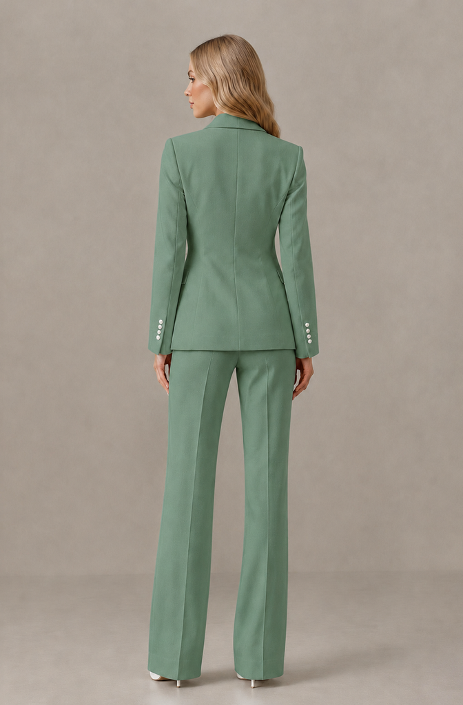 BOLODOO Eucalyptus Women's Three-Piece Pantsuit with Blazer & Vest - Eucalyptus - Eucalyptus_02