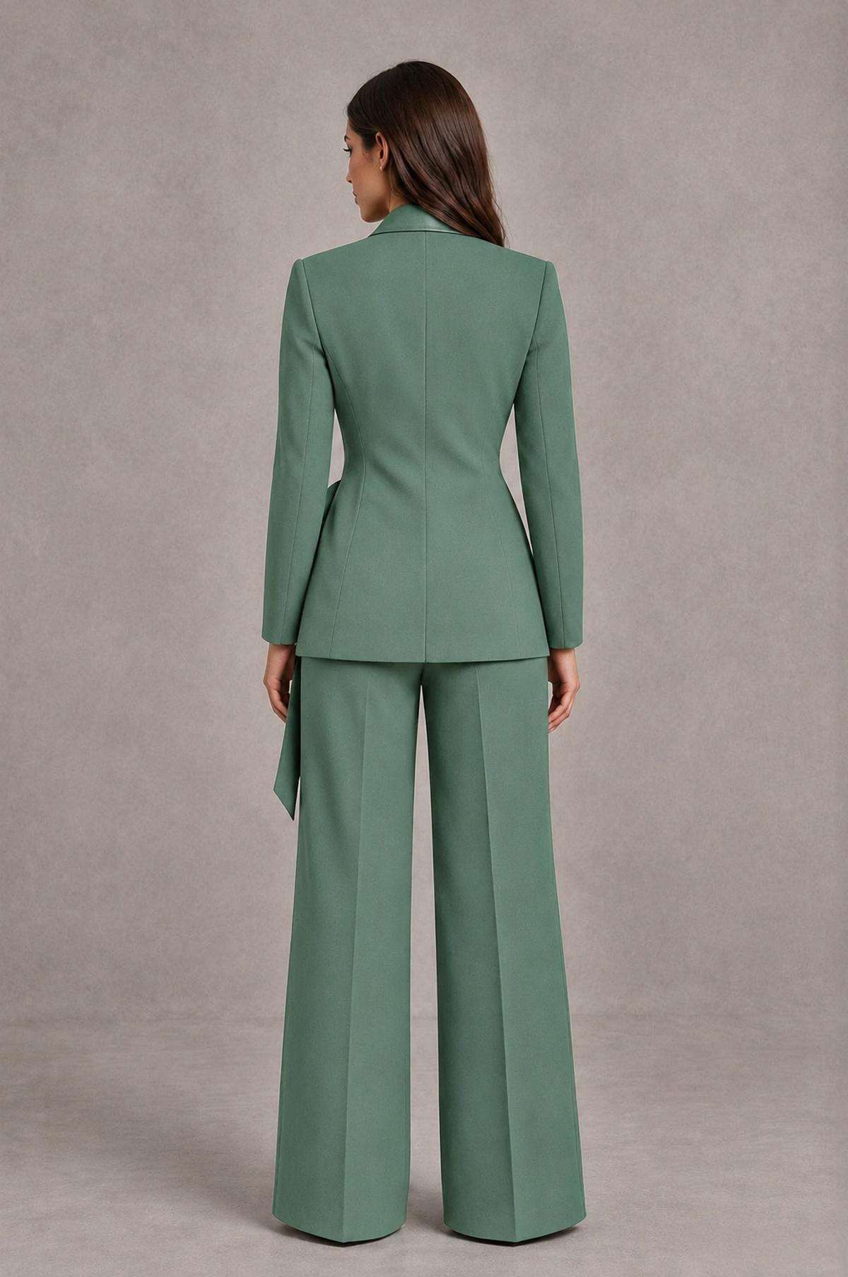 BOLODOO Eucalyptus Tie-Waist Blazer & Wide-Leg Pantsuit - Eucalyptus - Eucalyptus_02