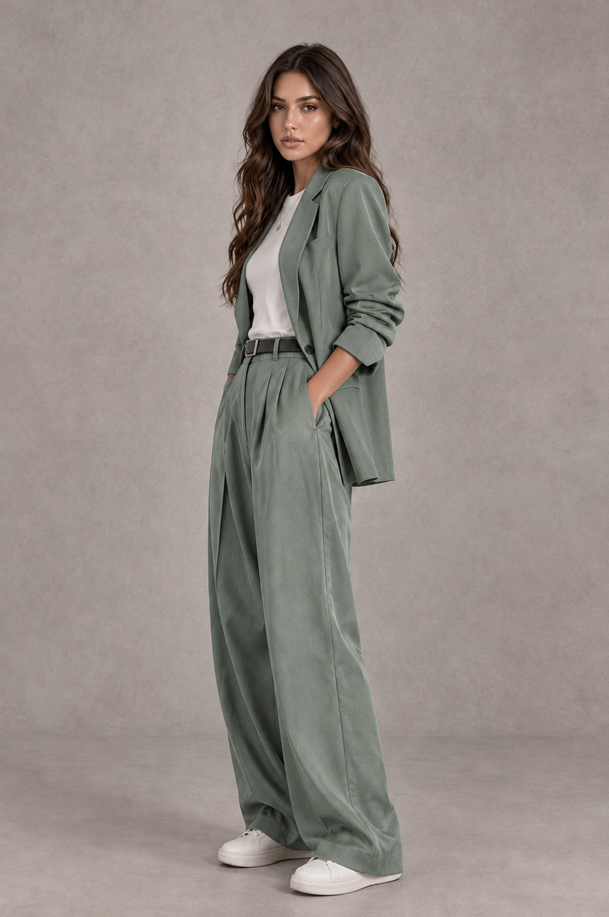 BOLODOO Eucalyptus Brown Blazer & Wide-Leg Pants Suit for Women - Eucalyptus - Eucalyptus_03