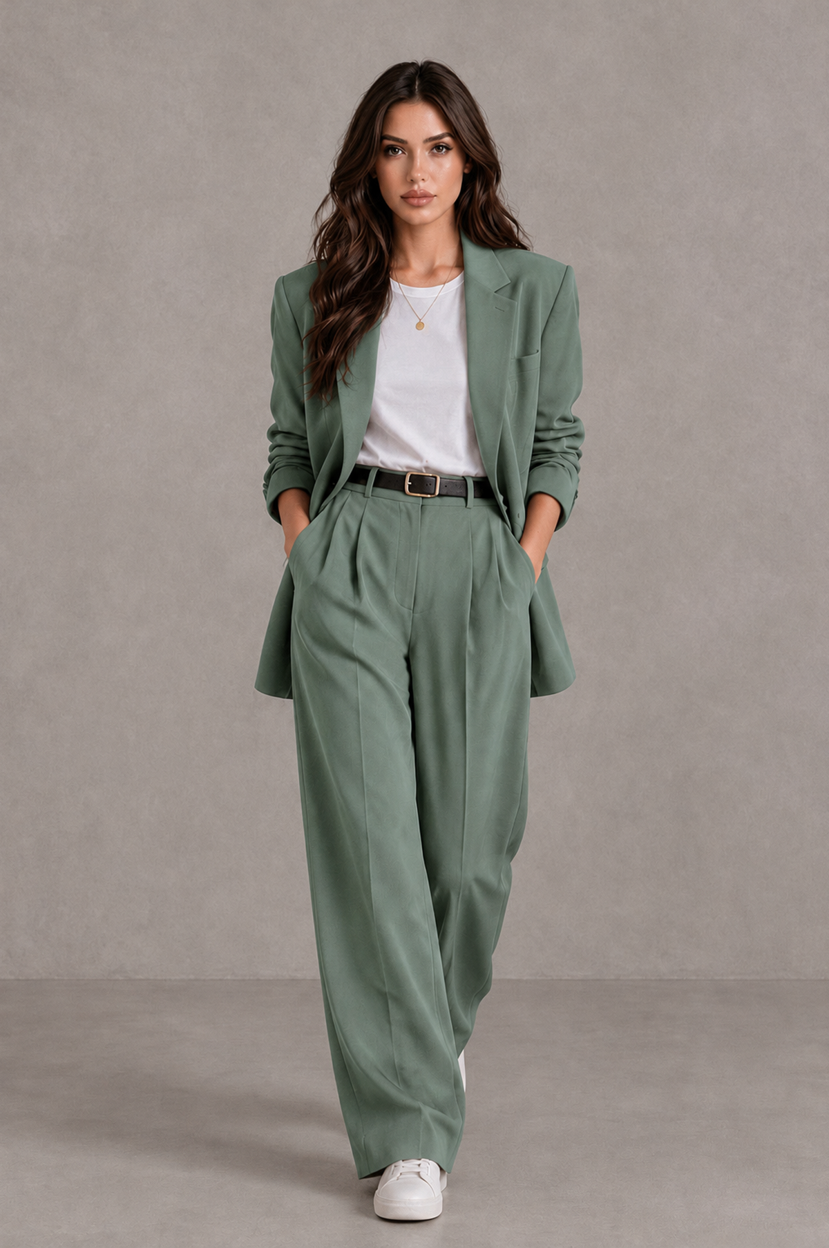 BOLODOO Eucalyptus Brown Blazer & Wide-Leg Pants Suit for Women - Eucalyptus - Eucalyptus_04