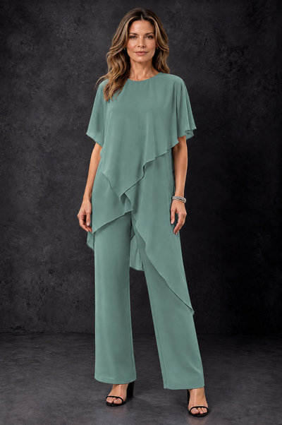 BOLODOO Eucalyptus Chiffon Two Piece Mother of the Bride Pant Suit - Eucalyptus - Eucalyptus_1