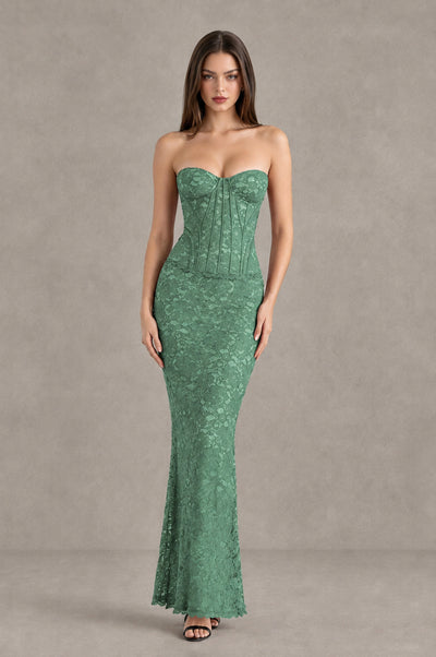 BOLODOO Eucalyptus Strapless Lace Corset Wedding Guest Dress - Eucalyptus - Eucalyptus_1