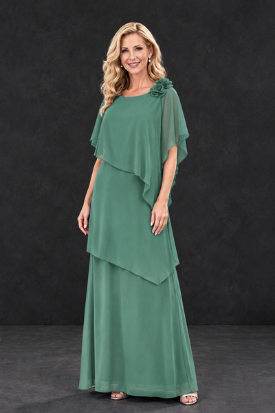 BOLODOO Eucalyptus Tiered Flutter Sleeve Mother of the Bride Maxi Dress - Eucalyptus - Eucalyptus_1