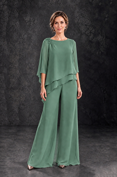 BOLODOO Eucalyptus Layered Wide-Leg Mother of the Bride Pant Suit - Eucalyptus - Eucalyptus_1
