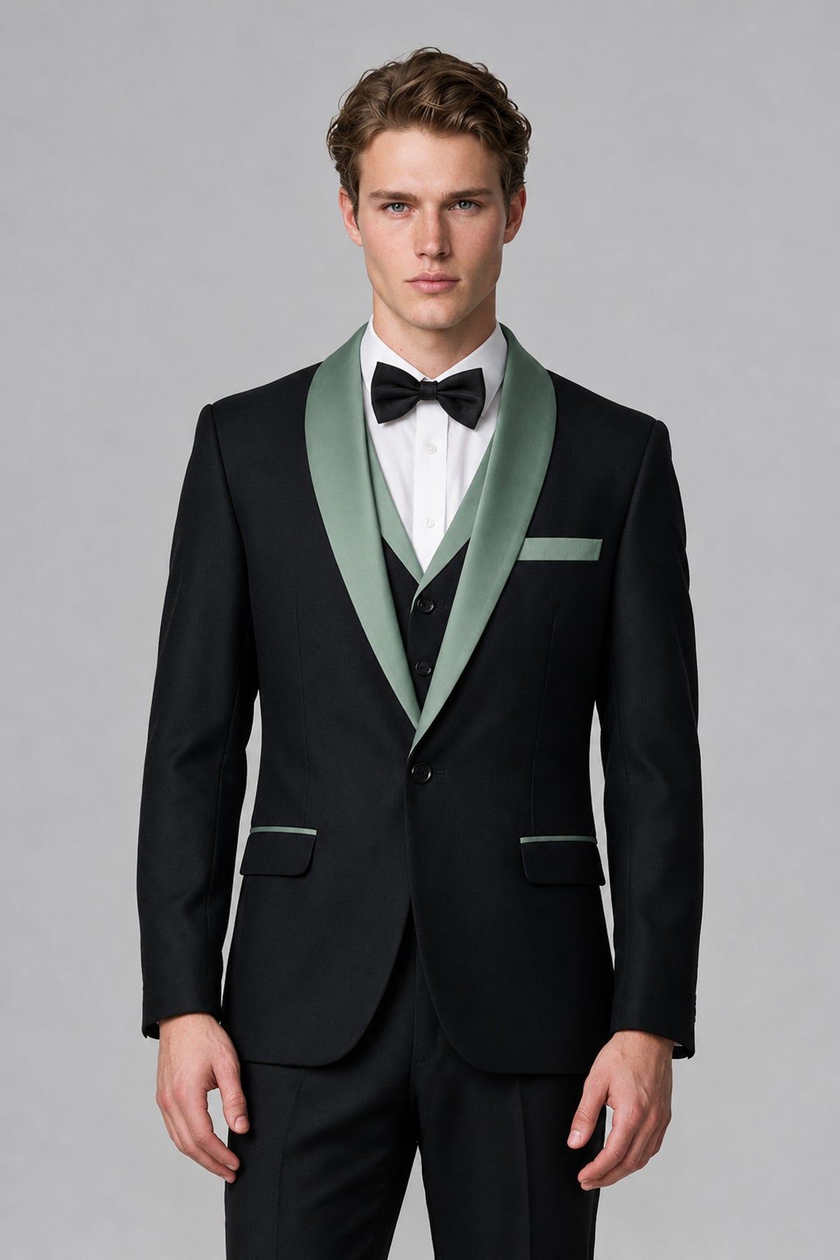 Bolodoo Men's Eucalyptus 3-Piece Shawl Lapel Tuxedo Suit - Eucalyptus - Eucalyptus_1