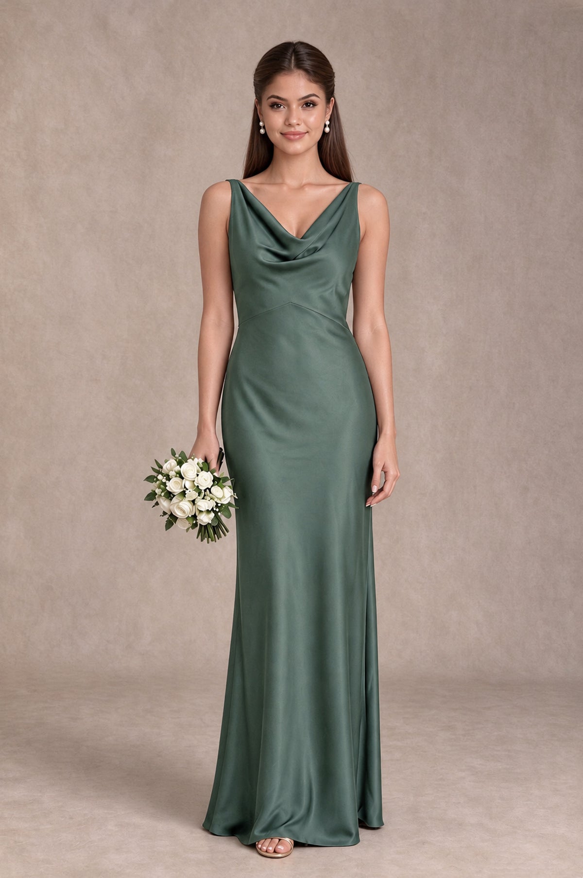 BOLODOO Eucalyptus Cowl Neck Open Back Satin Bridesmaid Dress - Eucalyptus - Eucalyptus_1