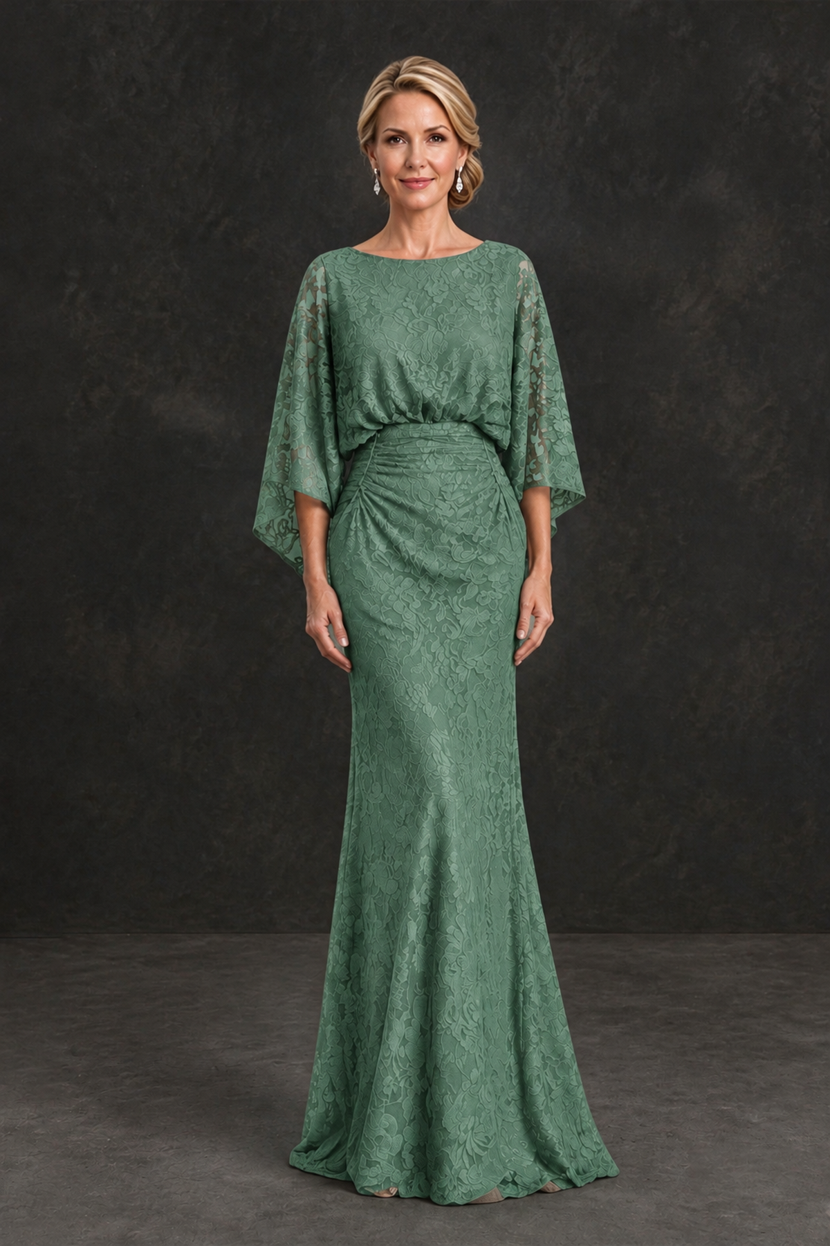 BOLODOO Eucalyptus Lace Flutter Sleeve Mother of the Bride Dress - Eucalyptus - Eucalyptus_1