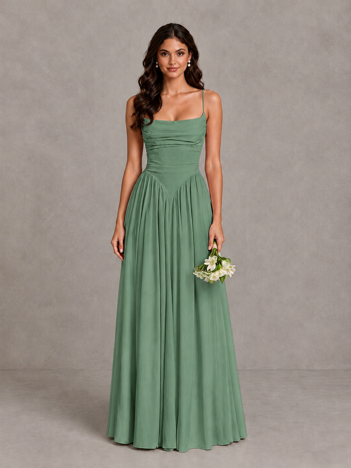 BOLODOO Eucalyptus Lace-Up Back A-Line Bridesmaid Dress - Eucalyptus - Eucalyptus_1