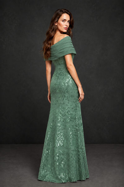 BOLODOO Eucalyptus Off-Shoulder Sequin Lace Mermaid Evening Gown | Mother of the Bride Formal Dress - Eucalyptus