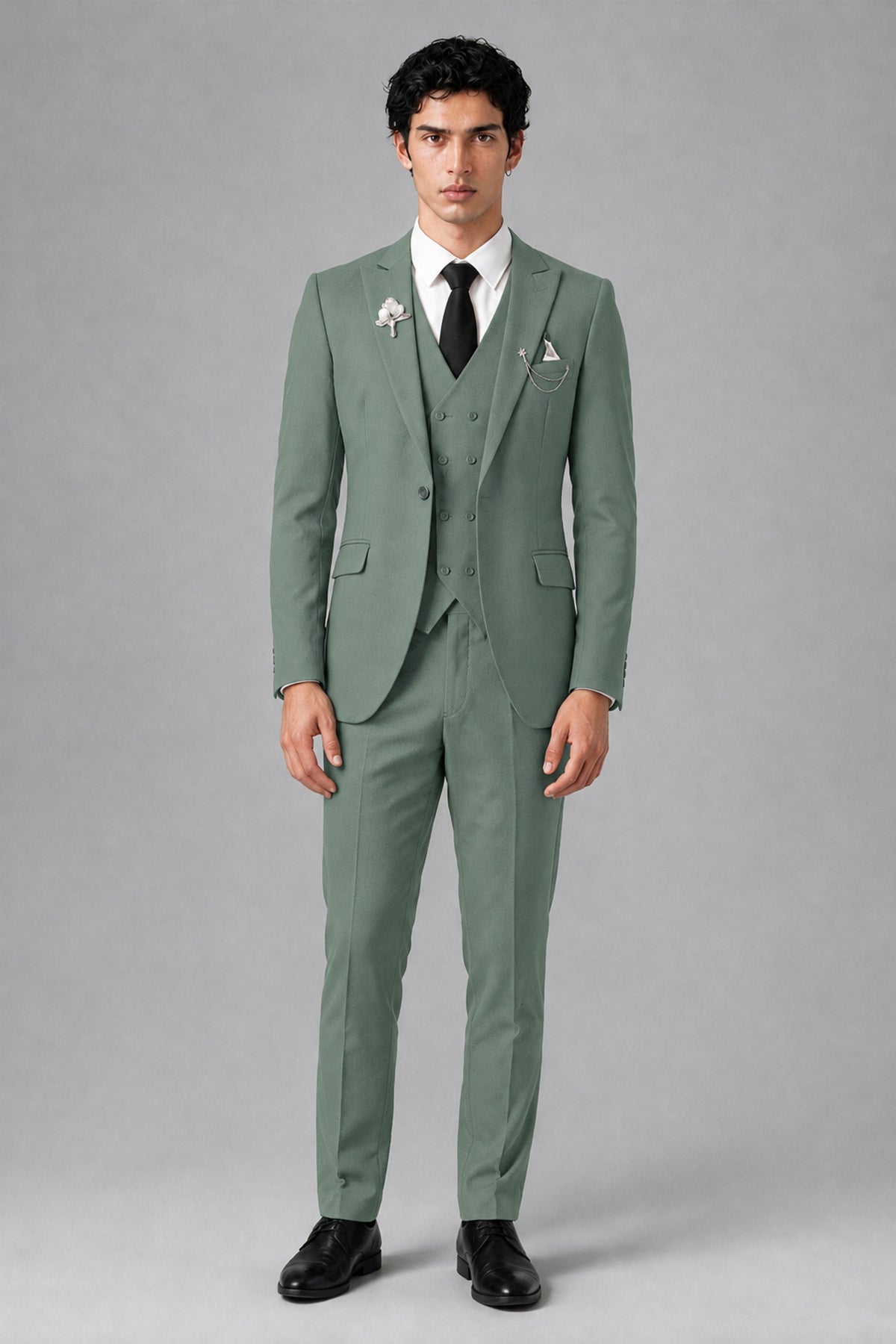 Bolodoo Men's Eucalyptus 2-Piece Suit – Notch Lapel Jacket & Trousers - Eucalyptus - Eucalyptus_2