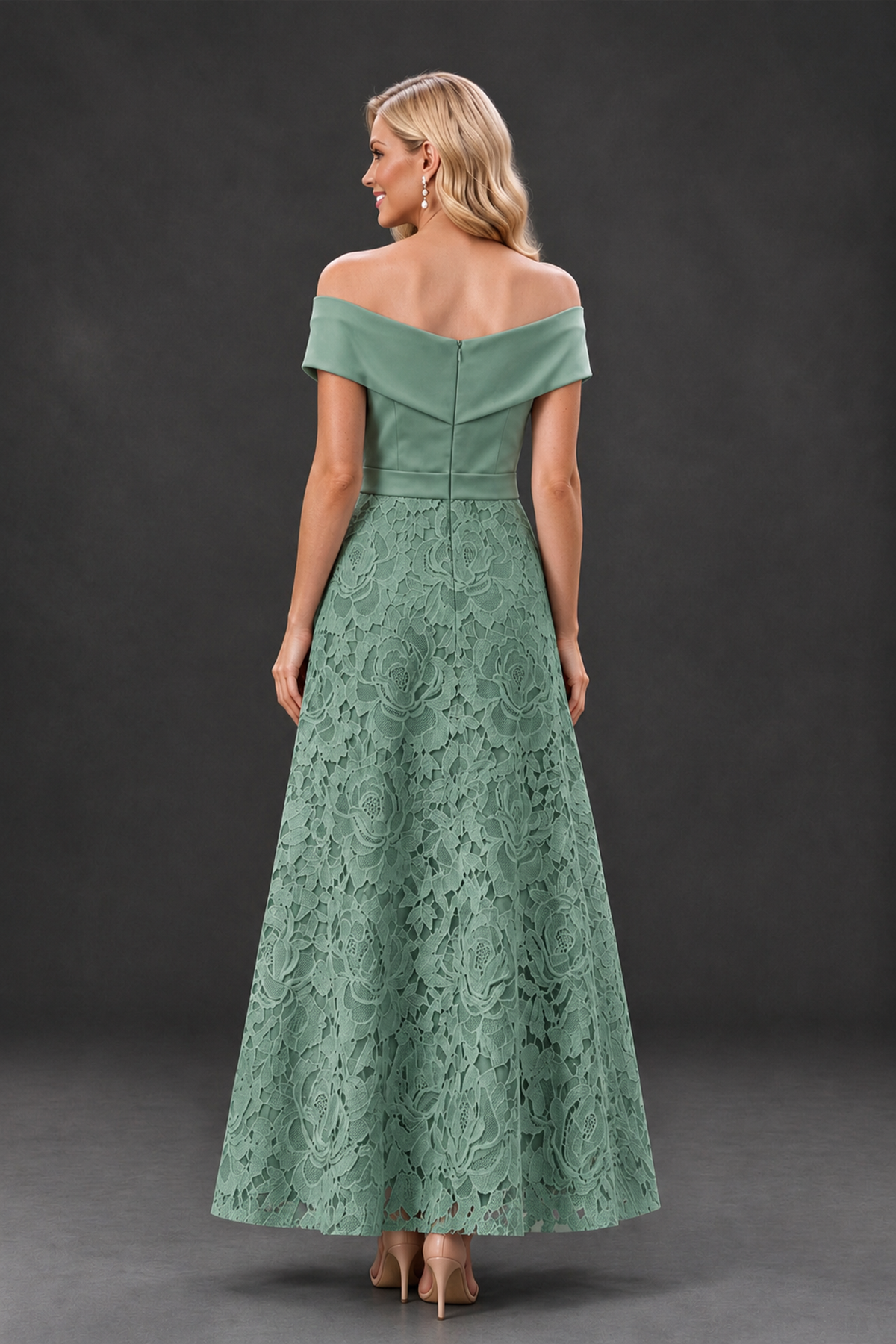BOLODOO Eucalyptus Off-the-Shoulder Floral A-Line Mother of the Bride Dress - Eucalyptus - Eucalyptus_2