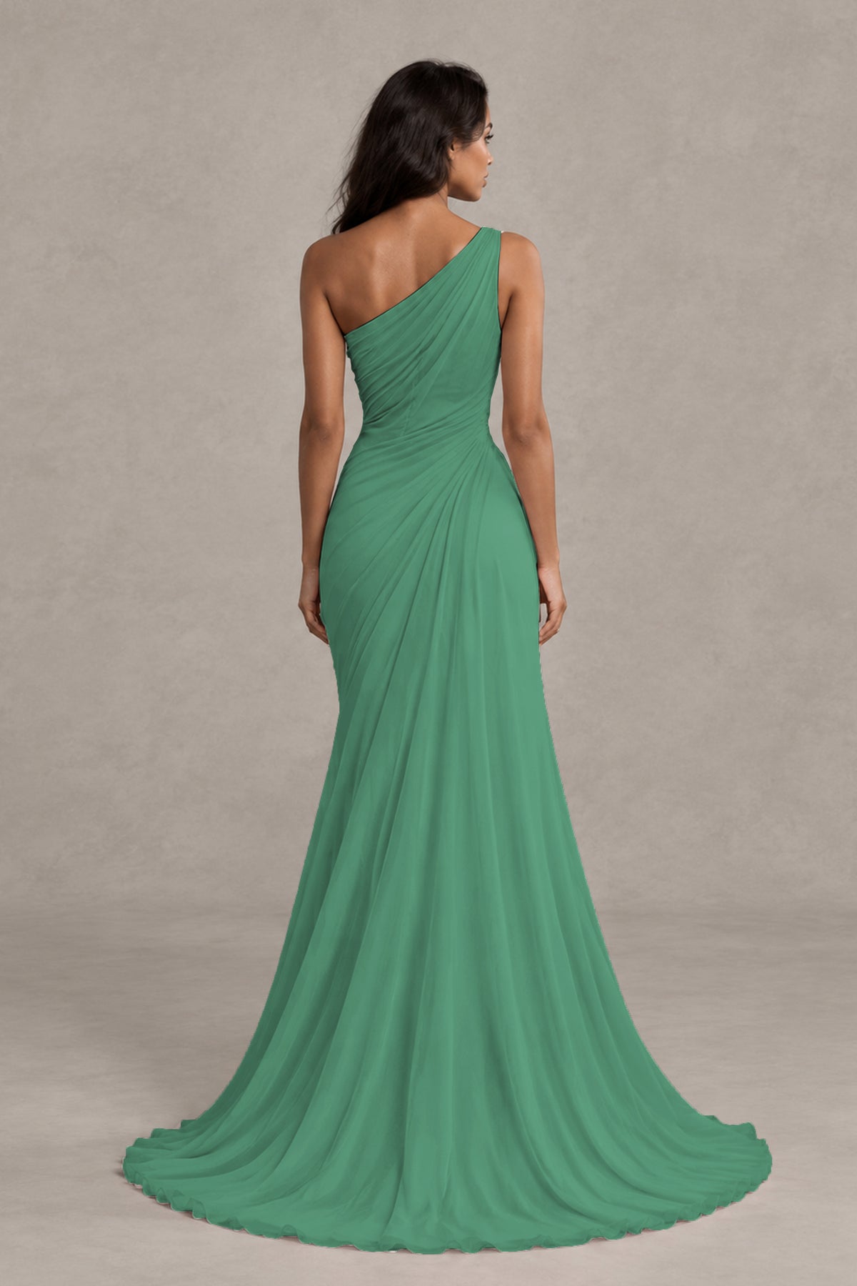 BOLODOO Eucalyptus One-Shoulder Floral Ruched Maxi Dress - Eucalyptus