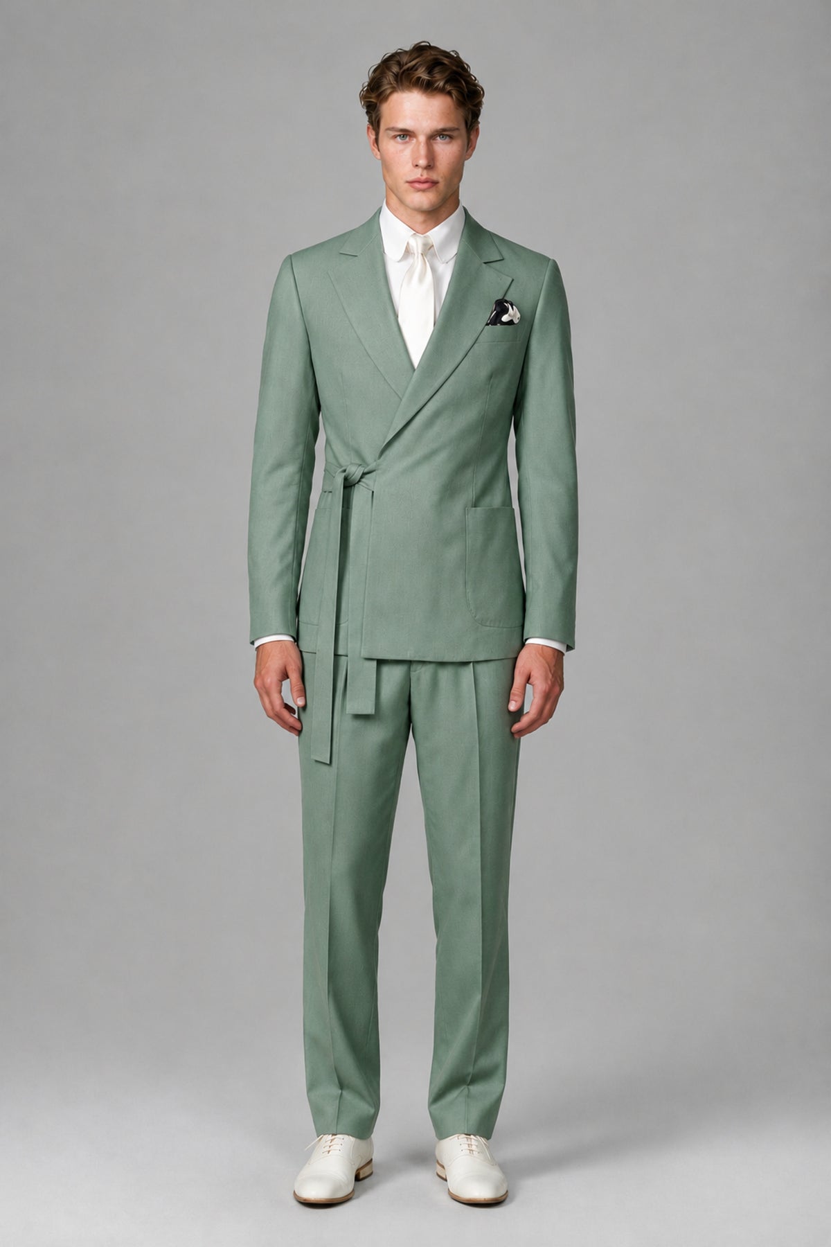 Bolodoo Men's Eucalyptus Wrap Tie-Waist Two-Piece Suit – Jacket & Trousers - Eucalyptus - Eucalyptus_2