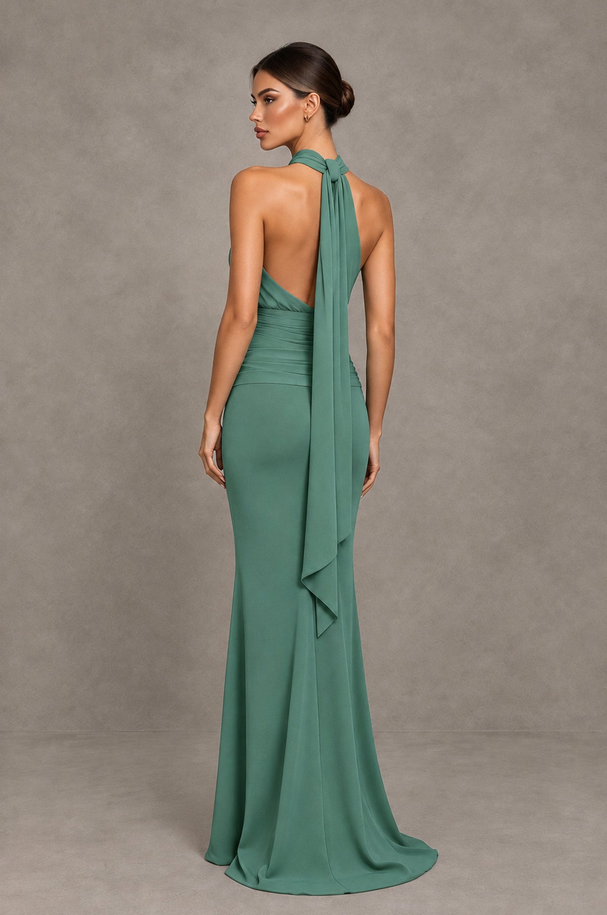 BOLODOO Eucalyptus Chiffon Halter Maxi Formal Wedding Guest Dress - Eucalyptus - Eucalyptus_2