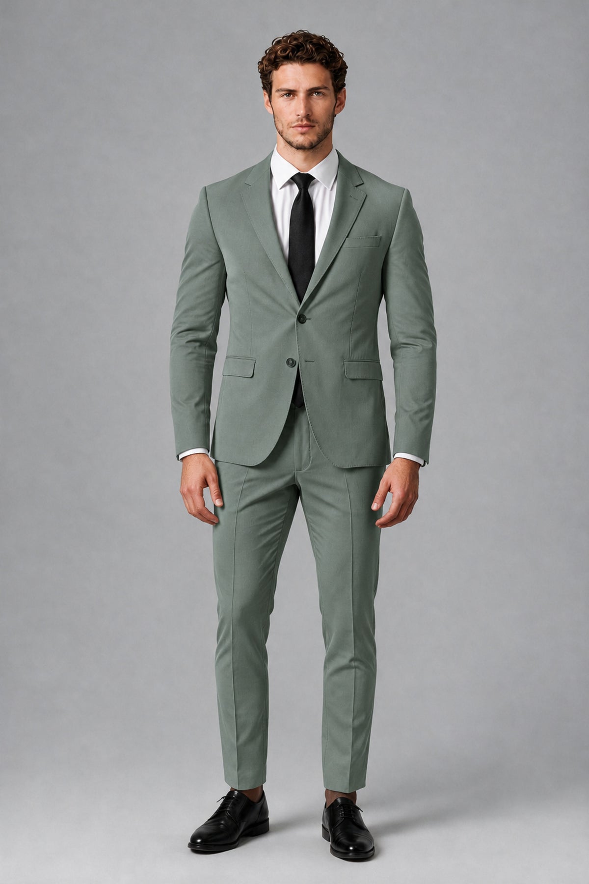 Bolodoo Men's Eucalyptus Two-Piece Suit with Notch-Lapel Jacket & Trousers - Eucalyptus - Eucalyptus_2