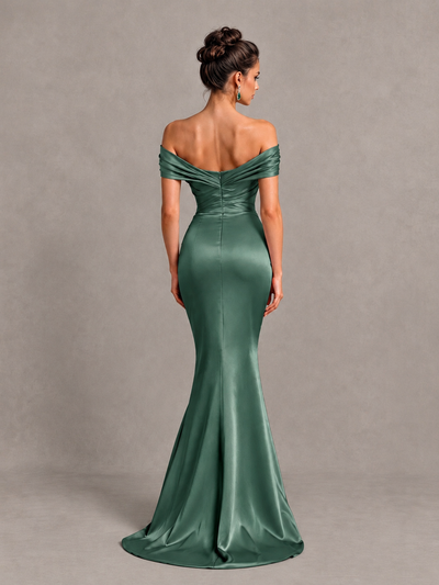 BOLODOO Eucalyptus Off-Shoulder Satin Mermaid Prom Dress - Eucalyptus - Eucalyptus_2