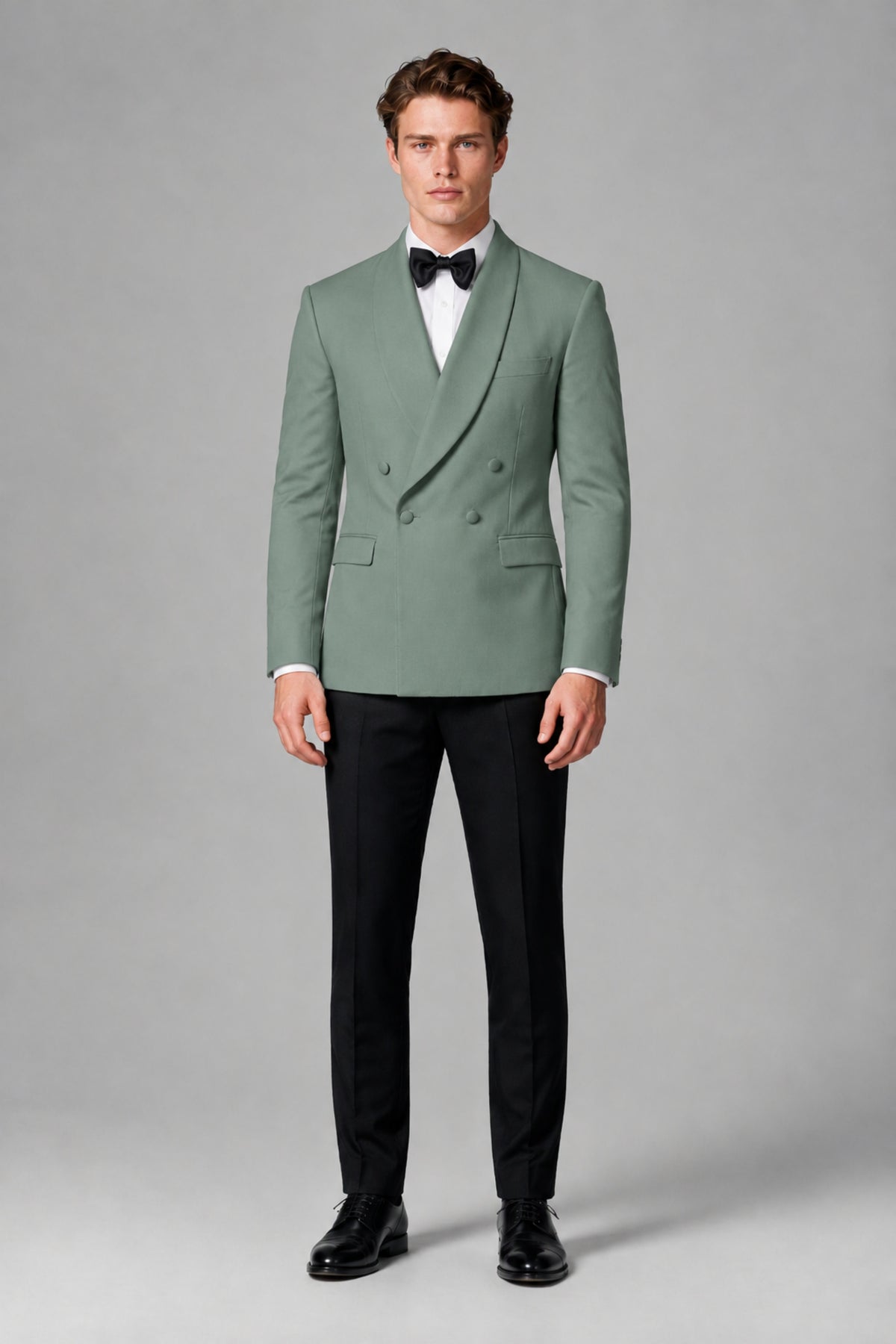 BOLODOO Men's Eucalyptus Double-Breasted Tuxedo Blazer – Shawl Lapel Formal Suit Jacket - Eucalyptus - Eucalyptus_2