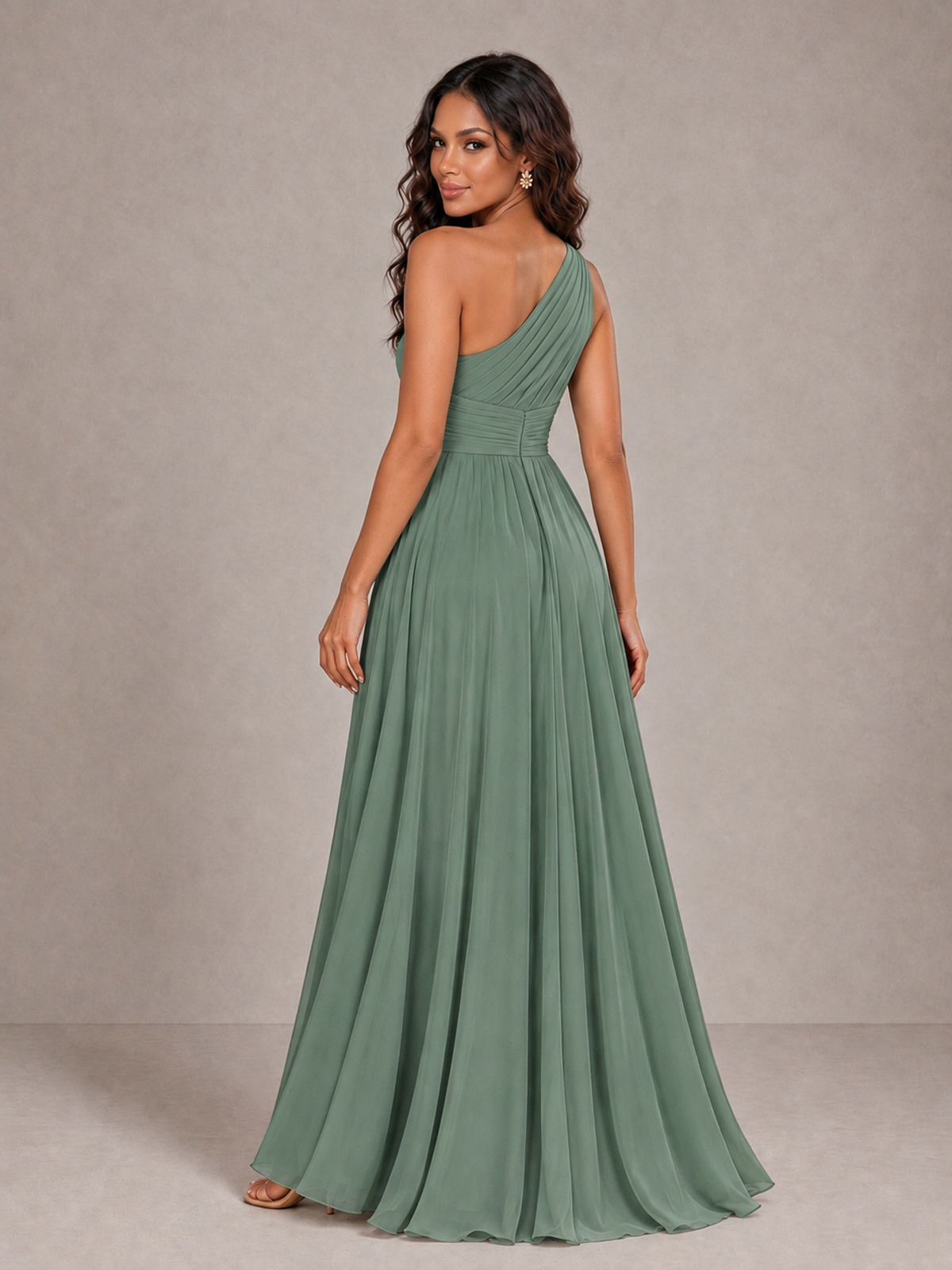 BOLODOO Eucalyptus One-Shoulder A-Line Bridesmaid Dress - Eucalyptus - Eucalyptus_2