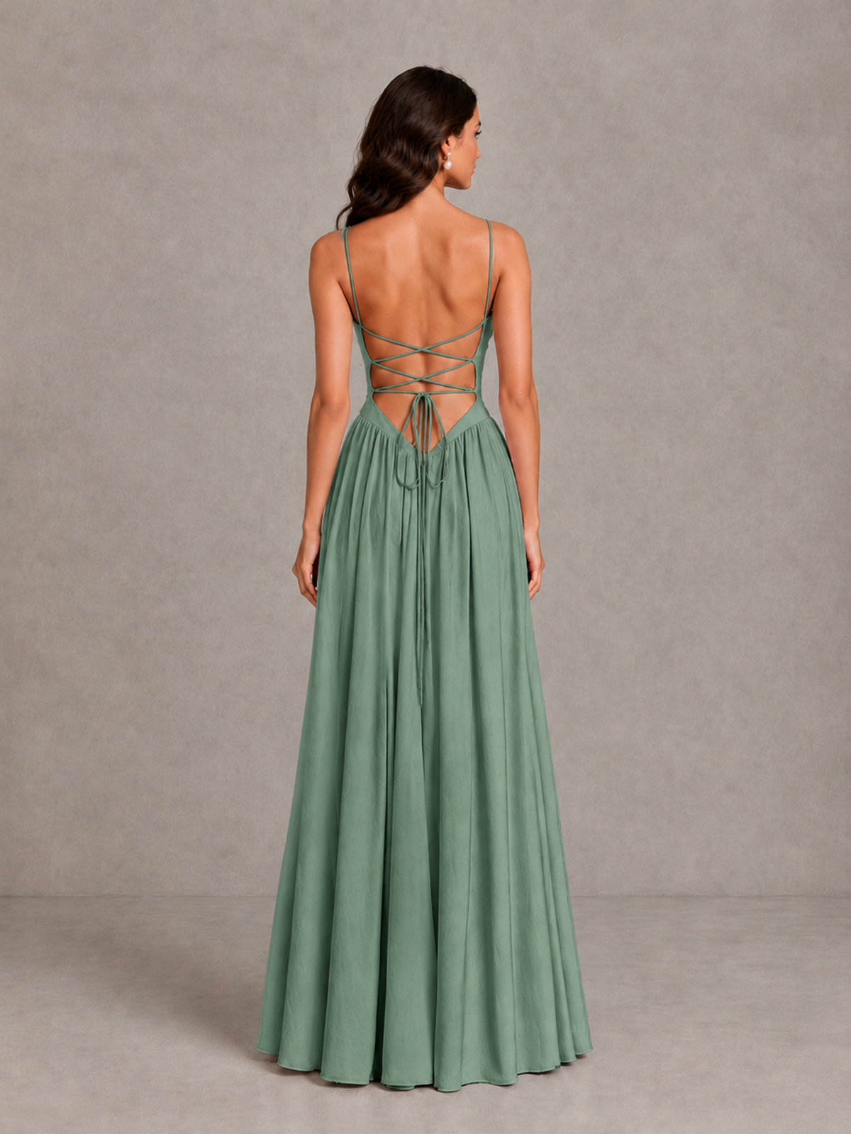 BOLODOO Eucalyptus Lace-Up Back A-Line Bridesmaid Dress - Eucalyptus - Eucalyptus_2