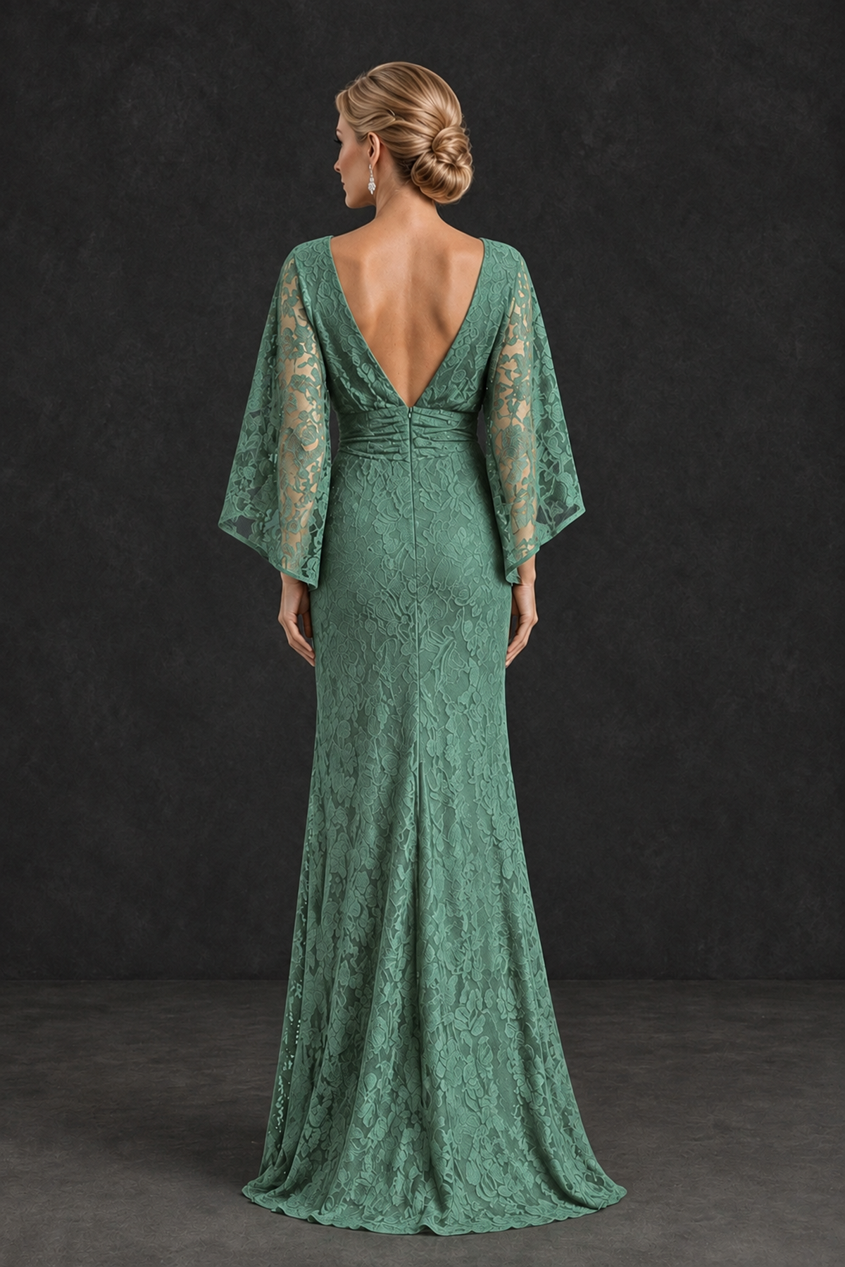 BOLODOO Eucalyptus Lace Flutter Sleeve Mother of the Bride Dress - Eucalyptus - Eucalyptus_2