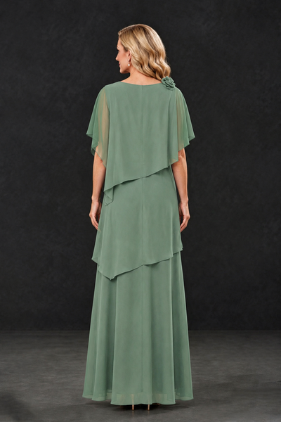 BOLODOO Eucalyptus Tiered Flutter Sleeve Mother of the Bride Maxi Dress - Eucalyptus - Eucalyptus_2