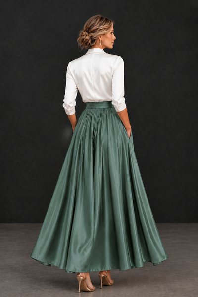 BOLODOO Eucalyptus and White V-Neck A-Line Mother of the Bride Dress - Eucalyptus - Eucalyptus_2