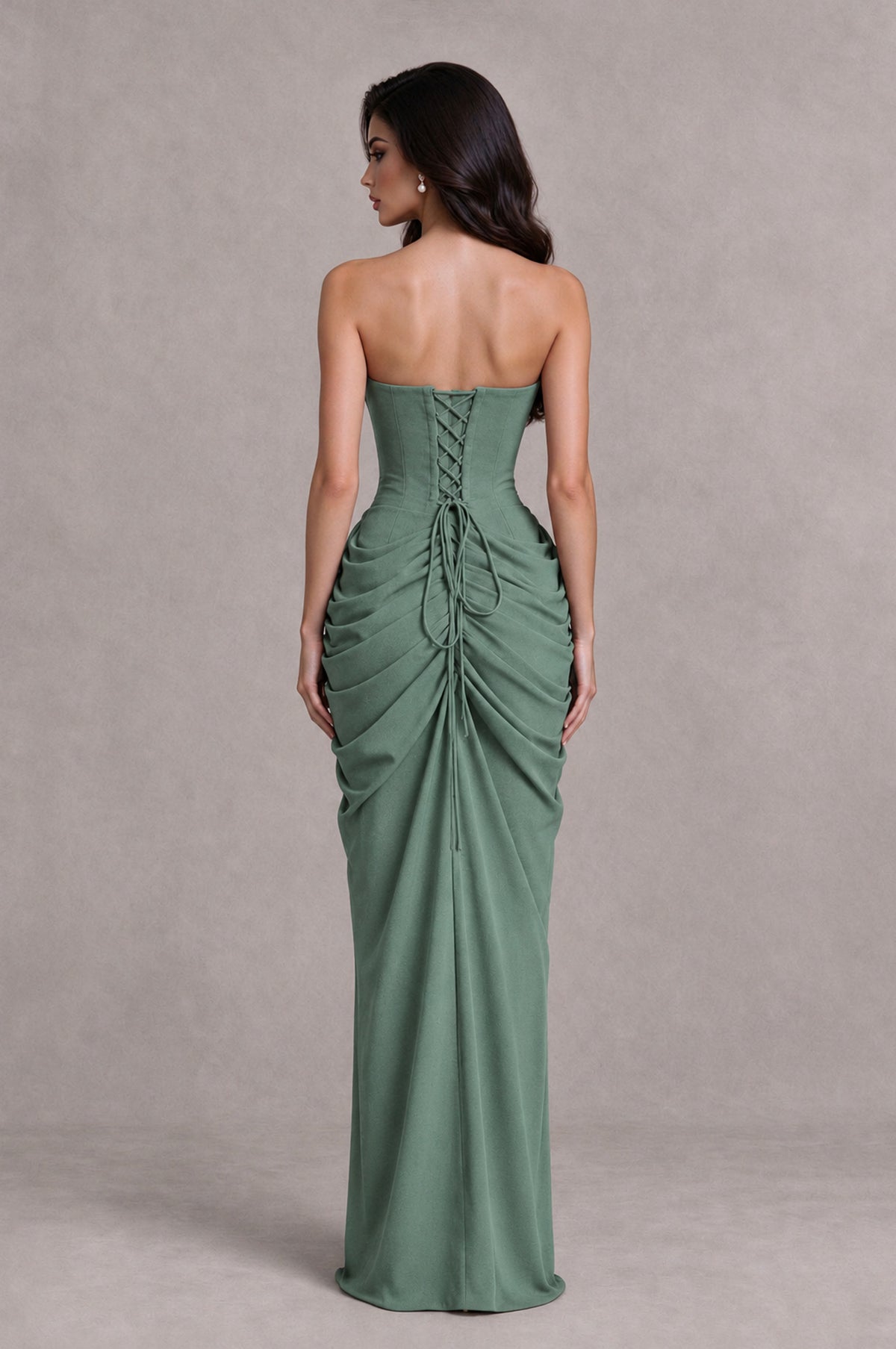 BOLODOO Eucalyptus Strapless Ruched Corset Evening Gown - Eucalyptus - Eucalyptus_2