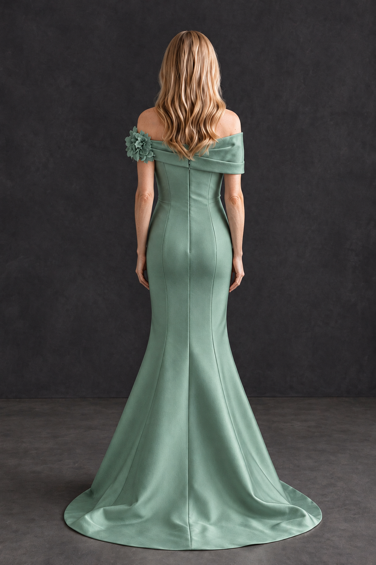 BOLODOO Eucalyptus Off-Shoulder Floral Mermaid Mother of the Bride Dress - Eucalyptus - Eucalyptus_2