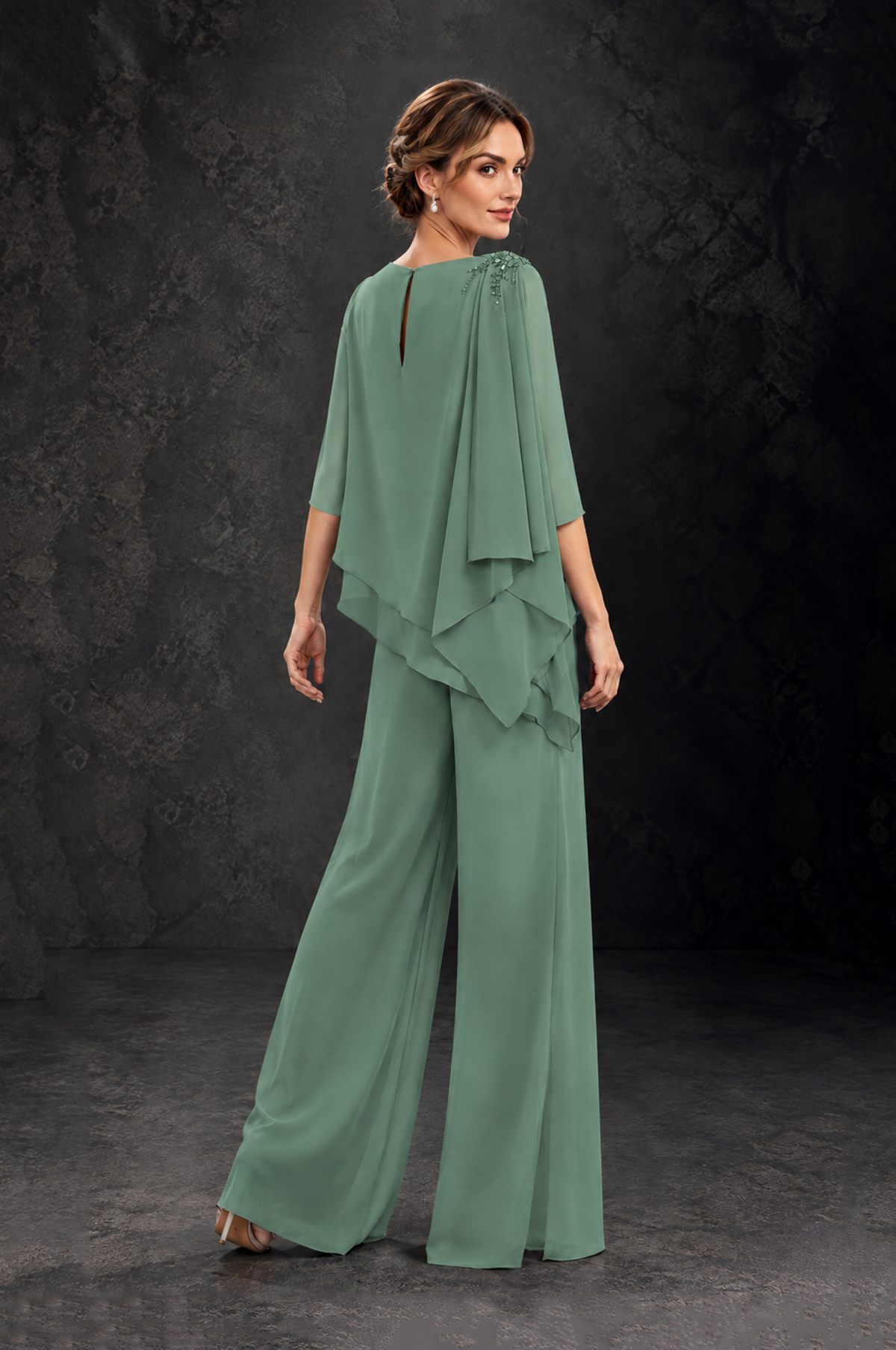 BOLODOO Eucalyptus Layered Wide-Leg Mother of the Bride Pant Suit - Eucalyptus - Eucalyptus_2