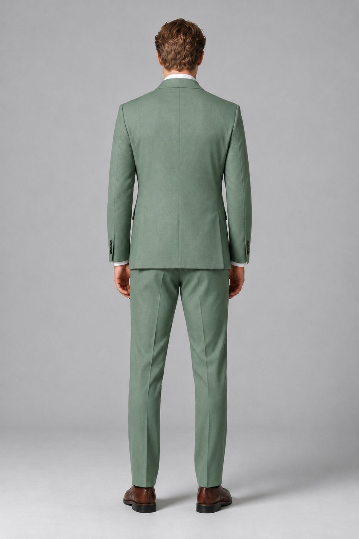 Bolodoo Men's Eucalyptus Double-Breasted Two-Piece Suit with Peak Lapels - Eucalyptus - Eucalyptus_3
