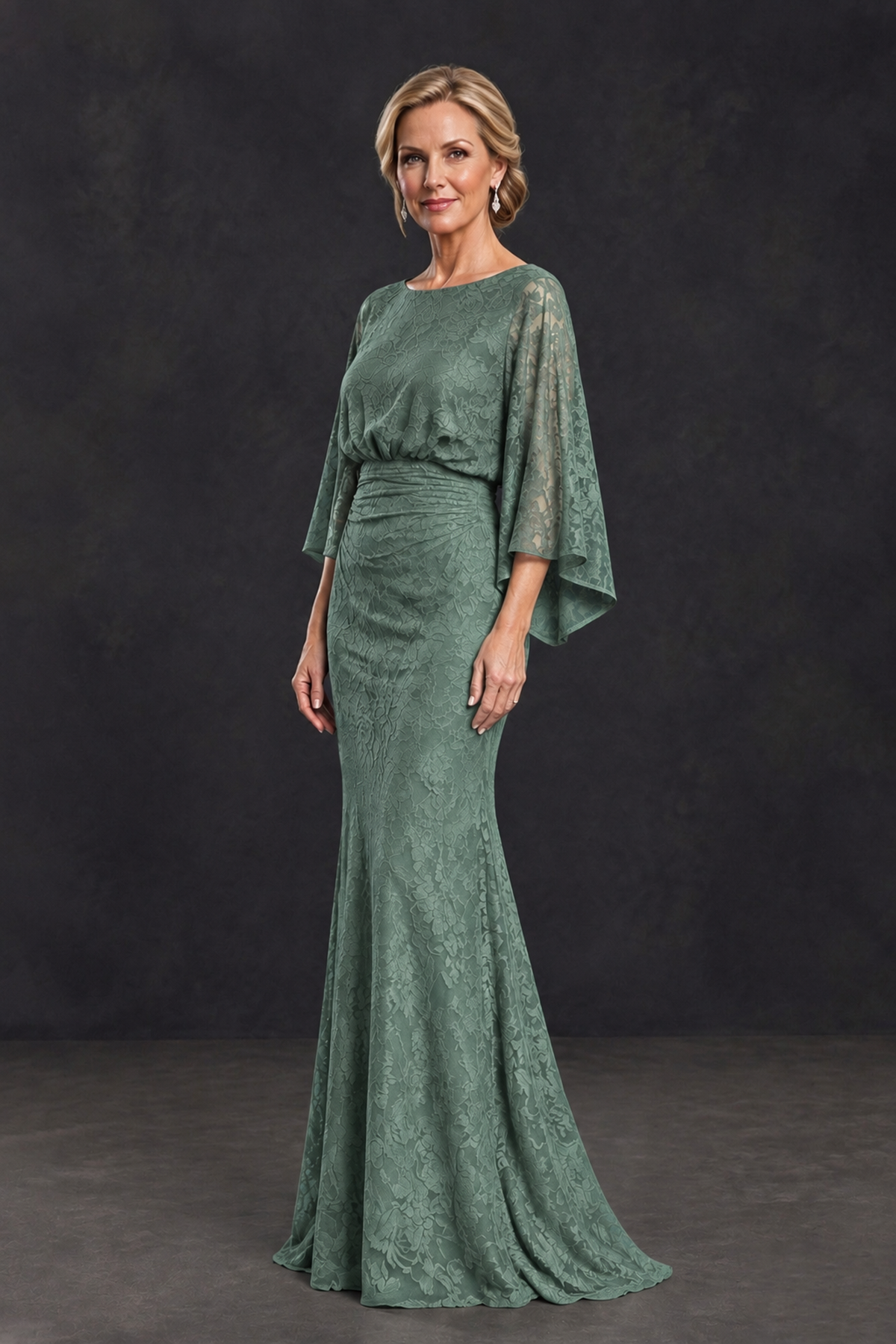 BOLODOO Eucalyptus Lace Flutter Sleeve Mother of the Bride Dress - Eucalyptus - Eucalyptus_3
