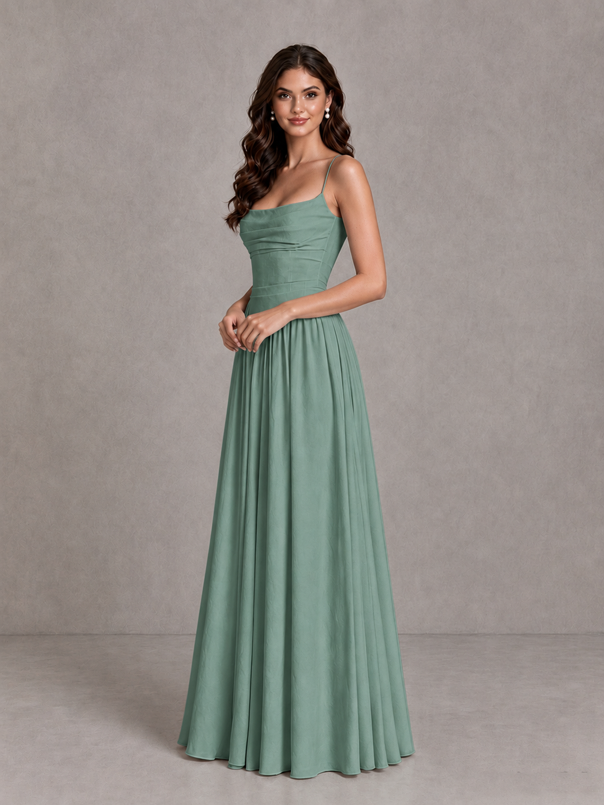 BOLODOO Eucalyptus Lace-Up Back A-Line Bridesmaid Dress - Eucalyptus - Eucalyptus_3