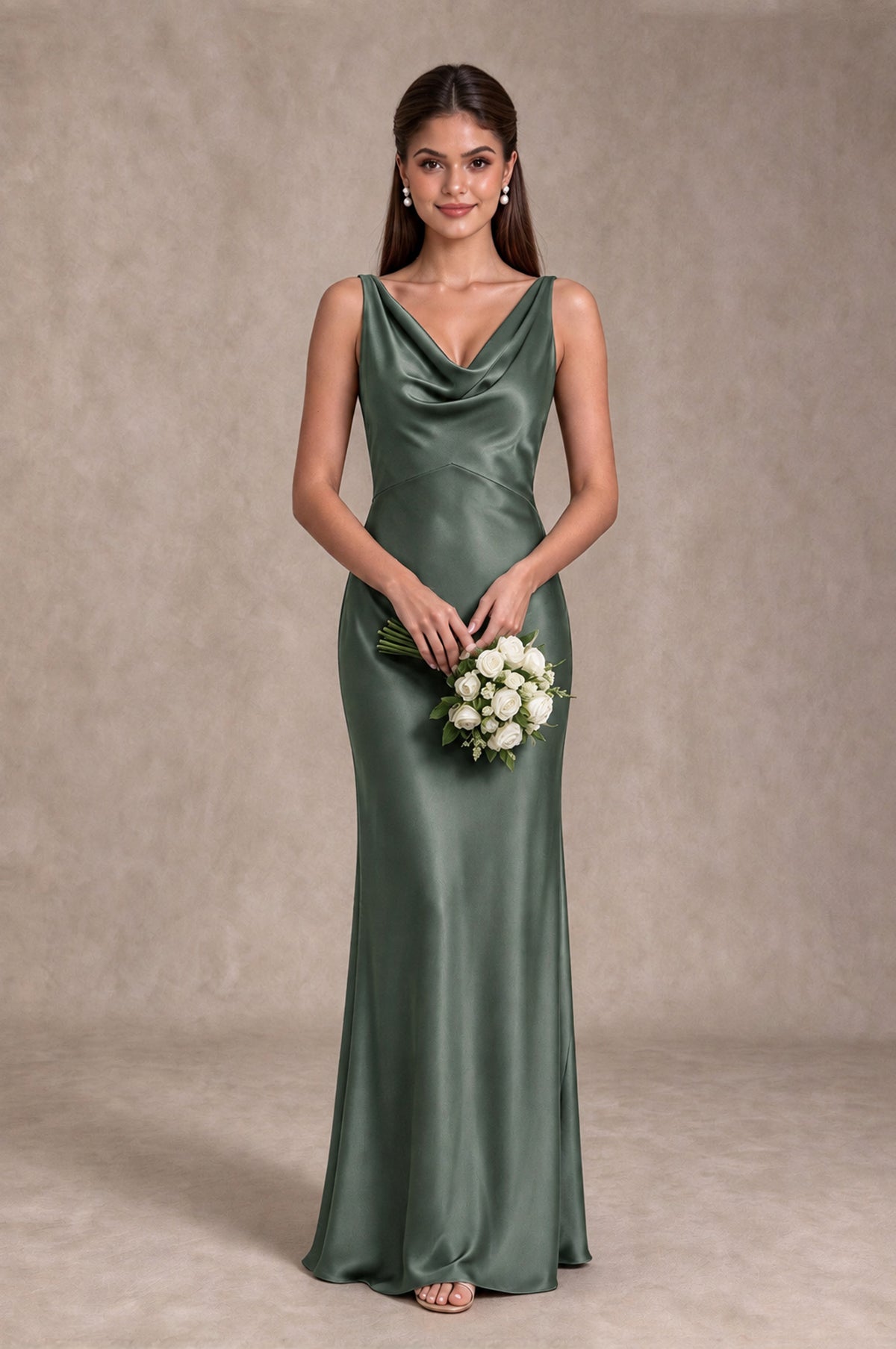 BOLODOO Eucalyptus Cowl Neck Open Back Satin Bridesmaid Dress - Eucalyptus - Eucalyptus_3