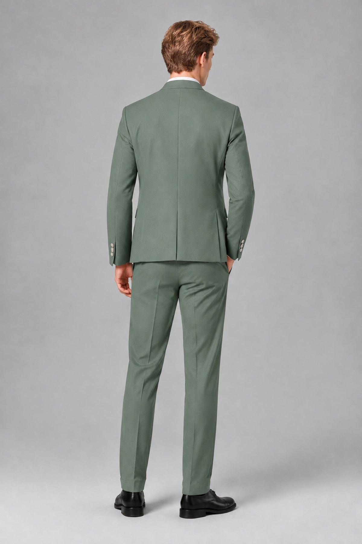 Bolodoo Men's Eucalyptus Mandarin Collar 3-Piece Suit – Jacket, Vest & Trousers - Eucalyptus - Eucalyptus_3