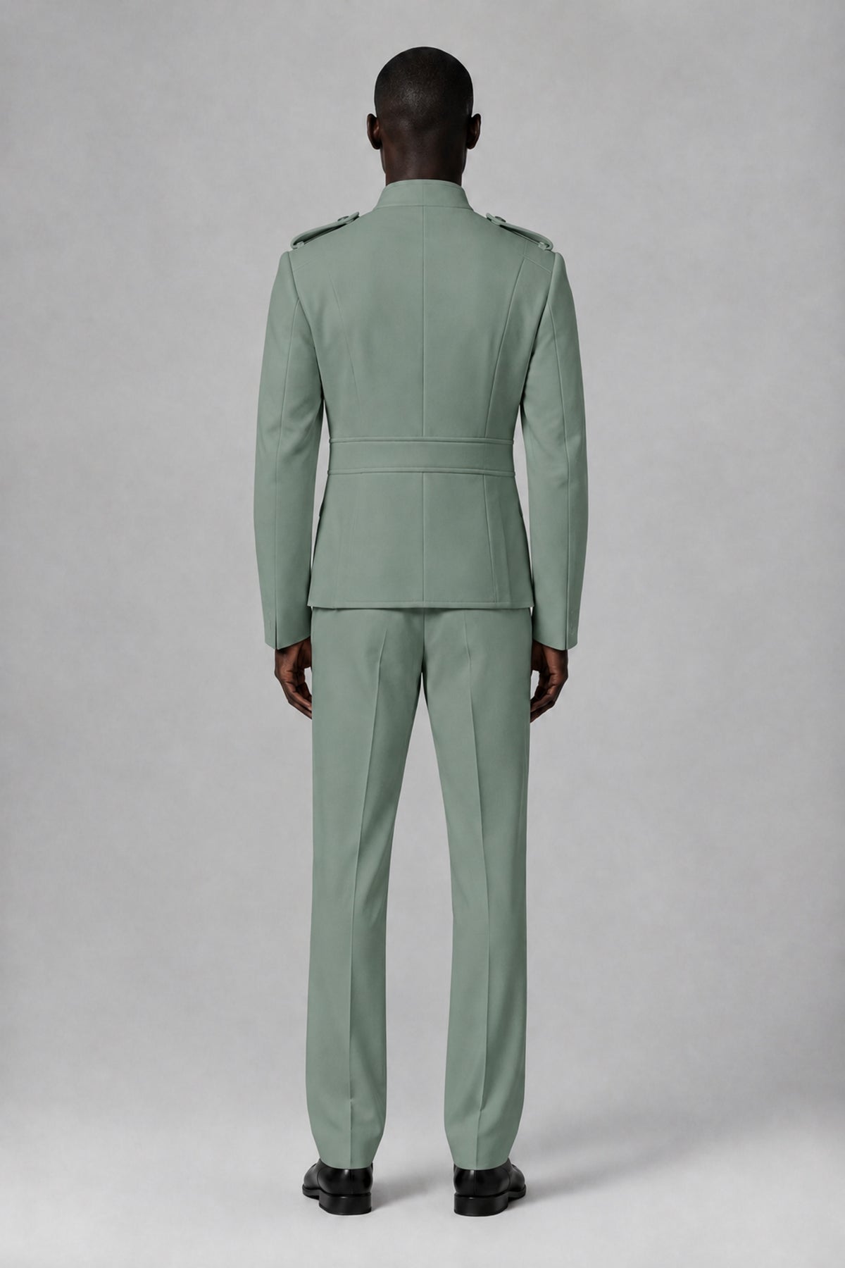 Bolodoo Men's Eucalyptus Military-Inspired Two-Piece Suit with Stand Collar - Eucalyptus - Eucalyptus_3