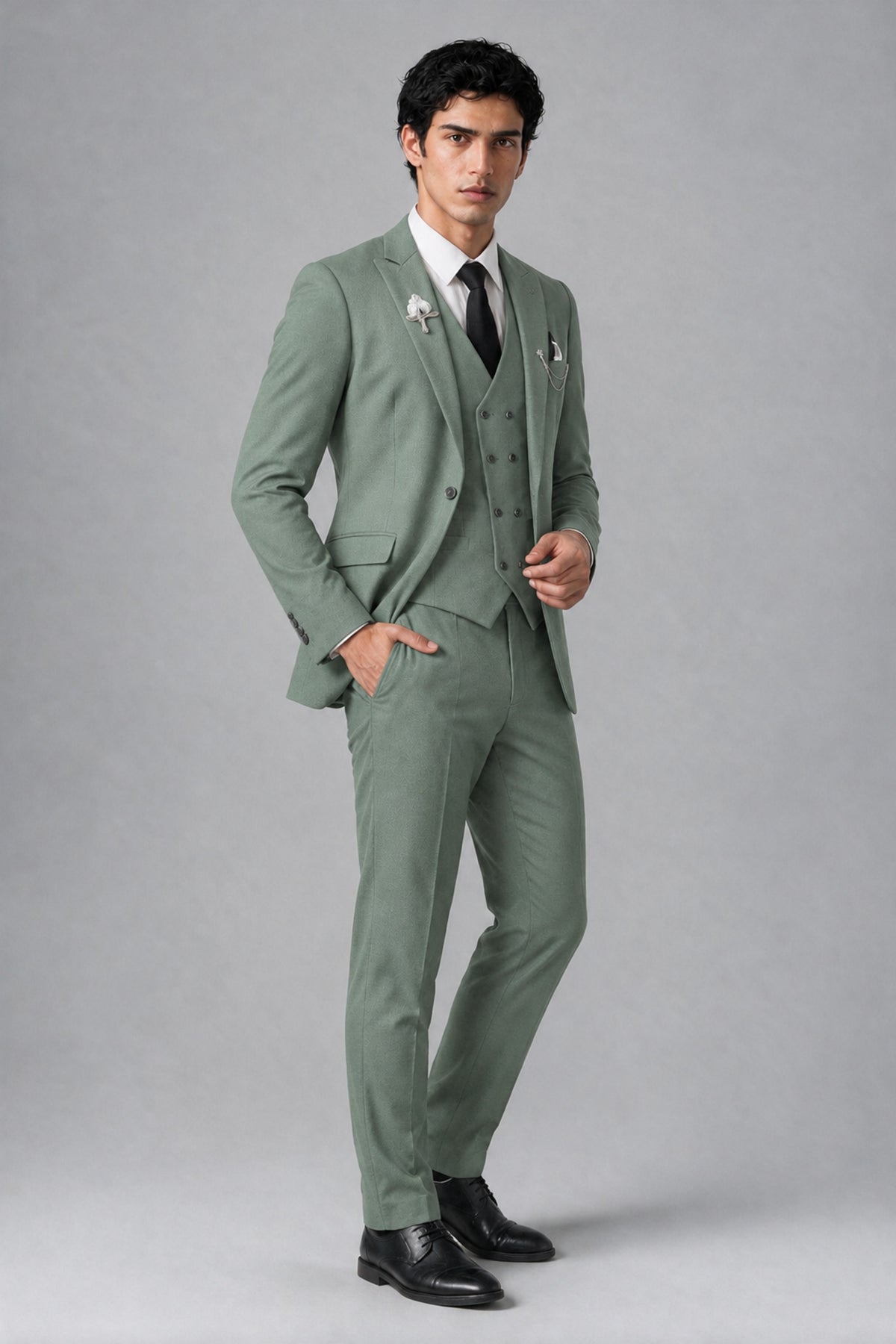 Bolodoo Men's Eucalyptus 2-Piece Suit – Notch Lapel Jacket & Trousers - Eucalyptus - Eucalyptus_3