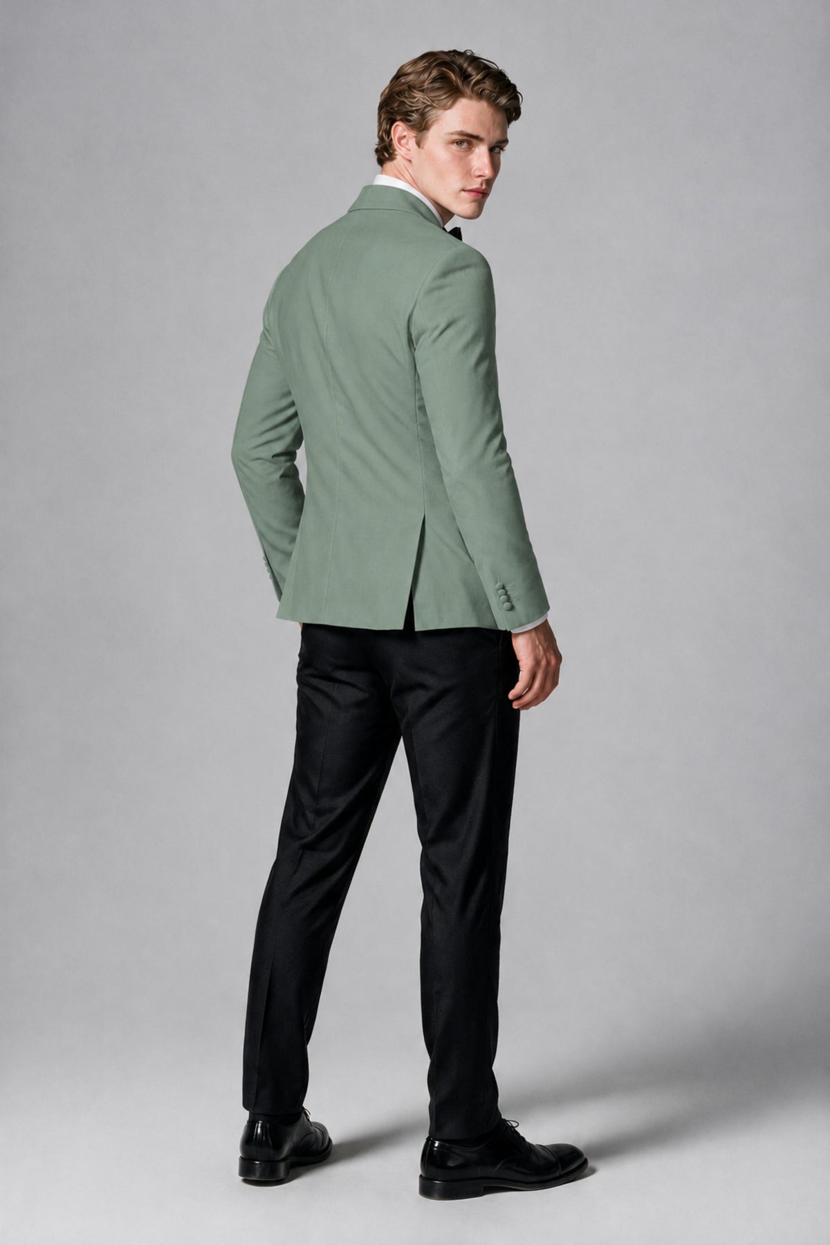 BOLODOO Men's Eucalyptus Double-Breasted Tuxedo Blazer – Shawl Lapel Formal Suit Jacket - Eucalyptus - Eucalyptus_3