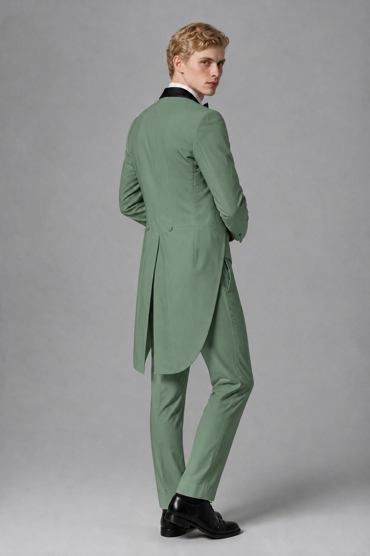 Bolodoo Men's Eucalyptus 3-Piece Tailcoat Tuxedo Suit with Vest & Trousers - Eucalyptus - Eucalyptus_3
