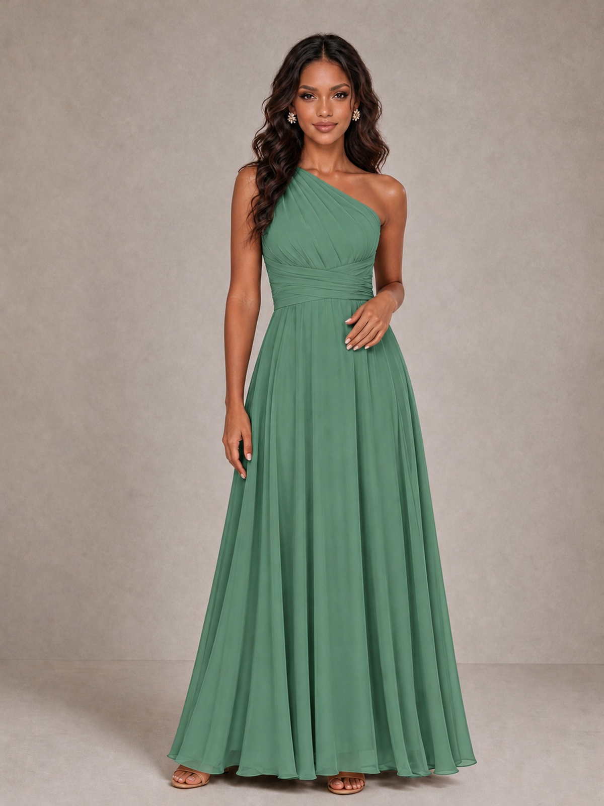 BOLODOO Eucalyptus One-Shoulder A-Line Bridesmaid Dress - Eucalyptus - Eucalyptus_3