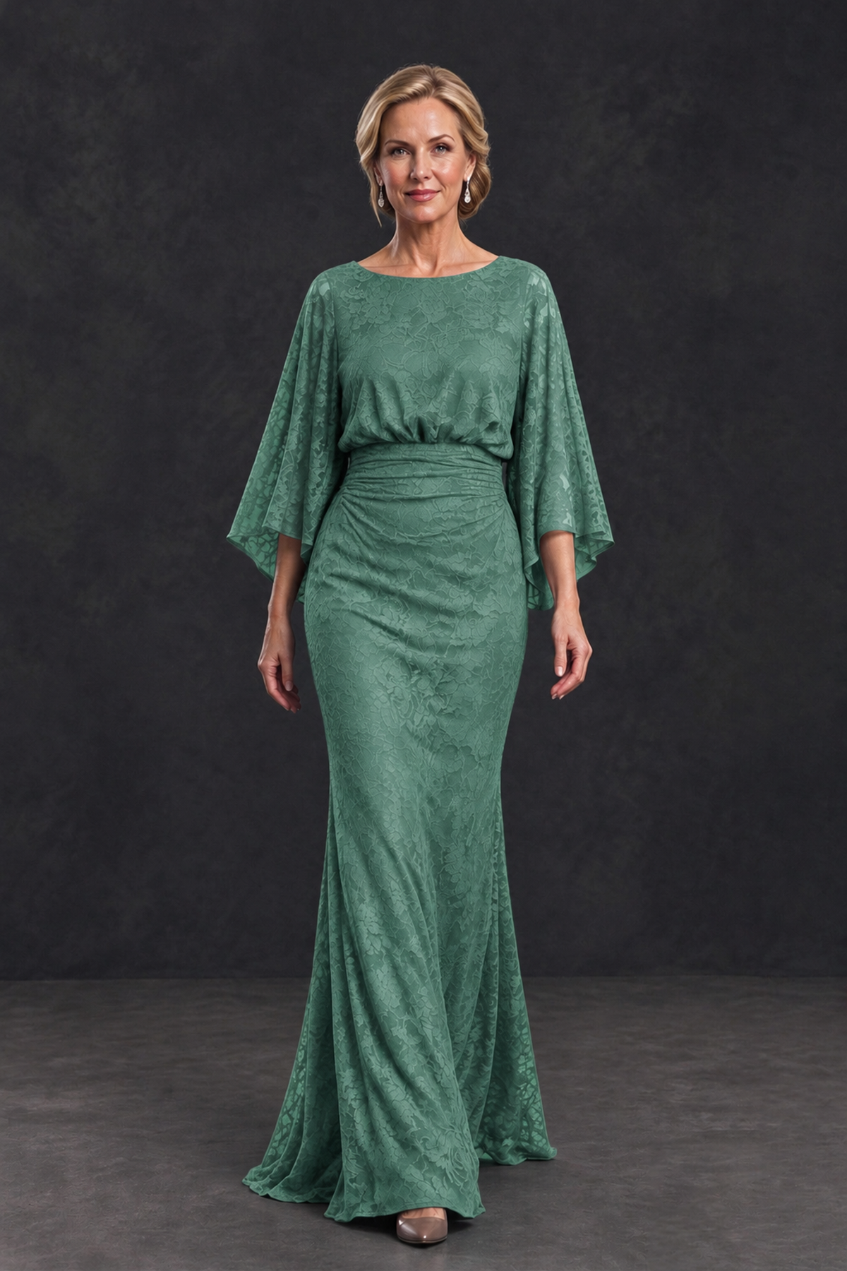 BOLODOO Eucalyptus Lace Flutter Sleeve Mother of the Bride Dress - Eucalyptus - Eucalyptus_4