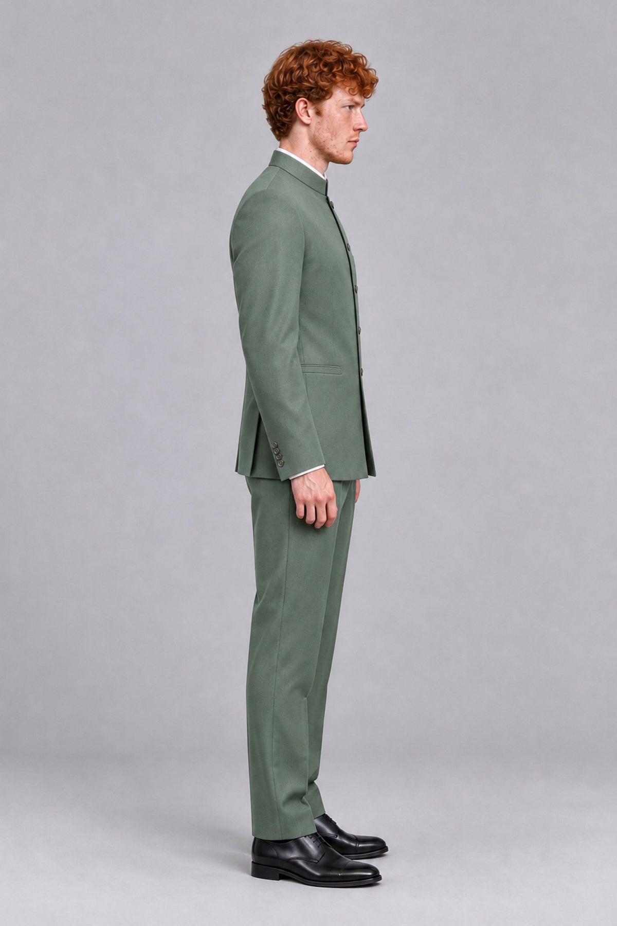 BOLODOO Men's Eucalyptus Mandarin Collar Two-Piece Suit - Eucalyptus - Eucalyptus_4