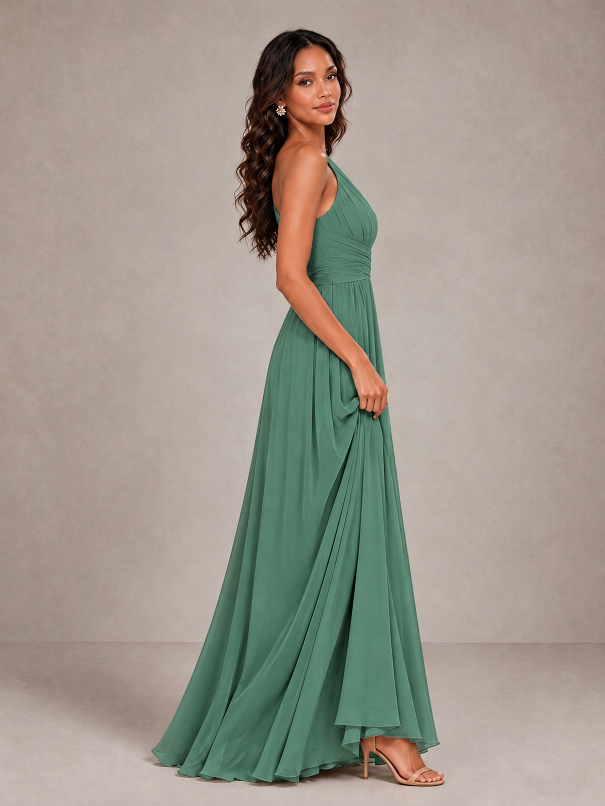 BOLODOO Eucalyptus One-Shoulder A-Line Bridesmaid Dress - Eucalyptus - Eucalyptus_4