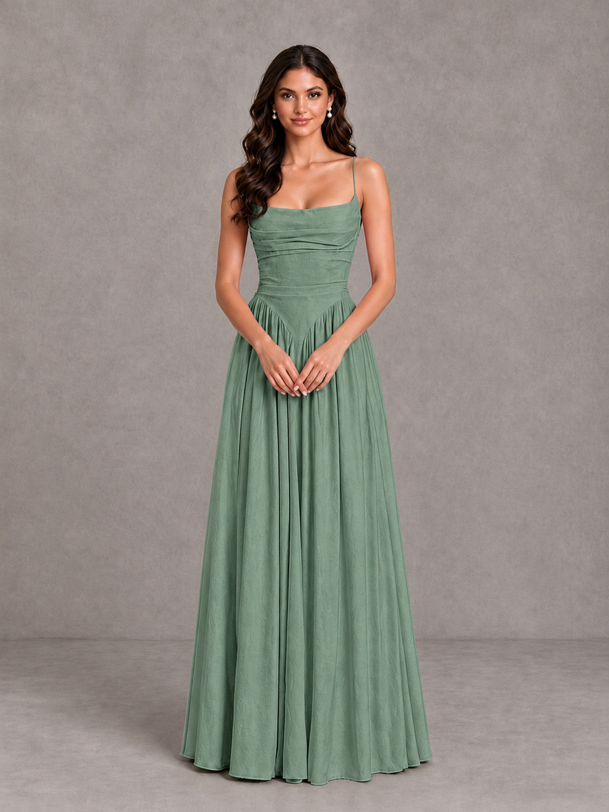 BOLODOO Eucalyptus Lace-Up Back A-Line Bridesmaid Dress - Eucalyptus - Eucalyptus_4