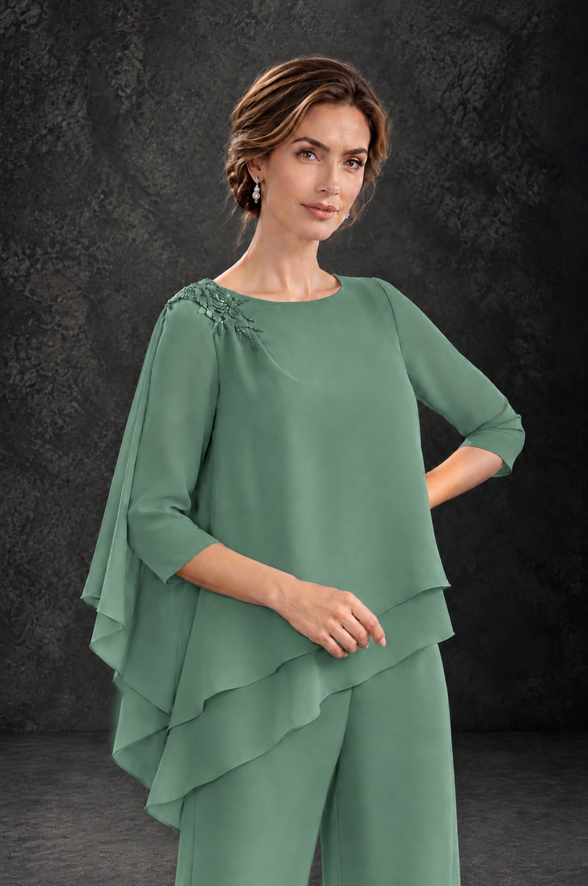 BOLODOO Eucalyptus Layered Wide-Leg Mother of the Bride Pant Suit - Eucalyptus - Eucalyptus_4