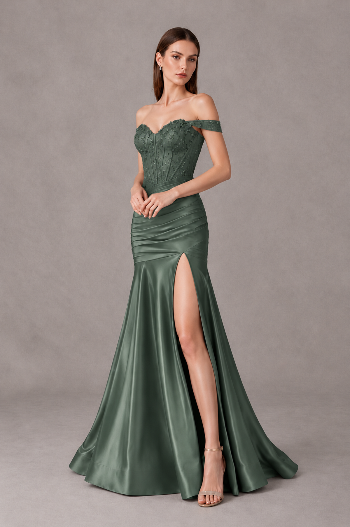 BOLODOO Eucalyptus Off-Shoulder Corset Mermaid Prom Dress with Slit Sequin Lace Evening Gown - Eucalyptus - Eucalyptus_4