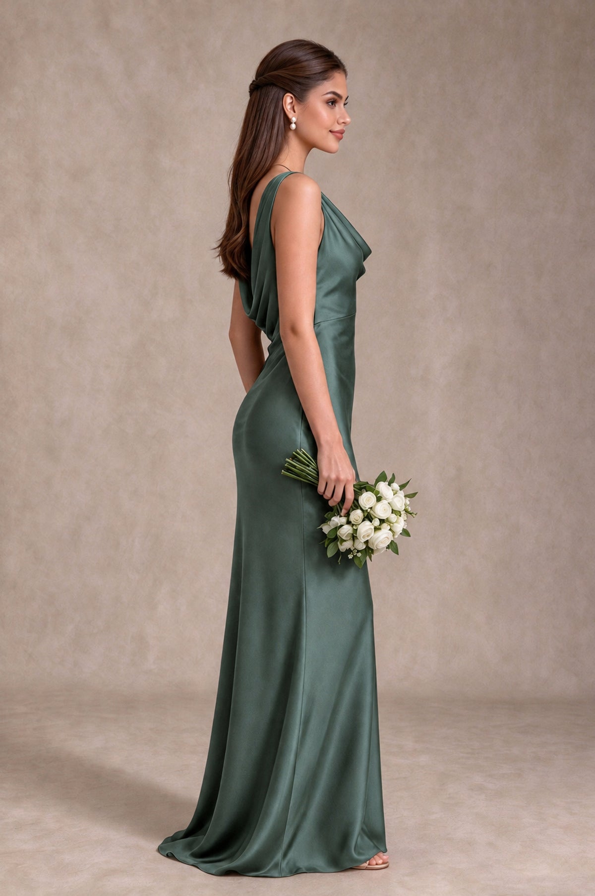 BOLODOO Eucalyptus Cowl Neck Open Back Satin Bridesmaid Dress - Eucalyptus - Eucalyptus_4