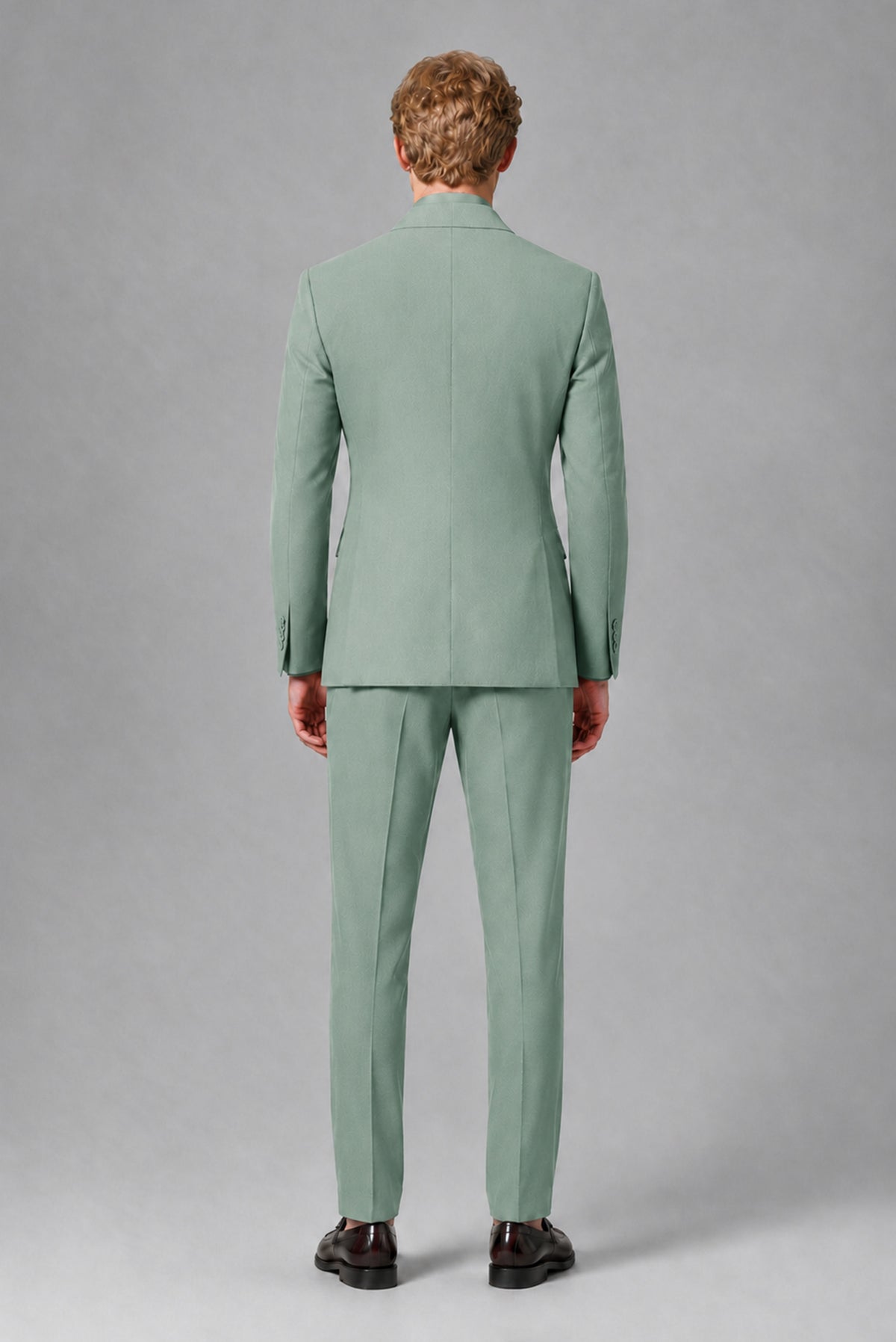 BOLODOO Men's Eucalyptus Double-Breasted Two-Piece Suit – Jacket & Trousers - Eucalyptus